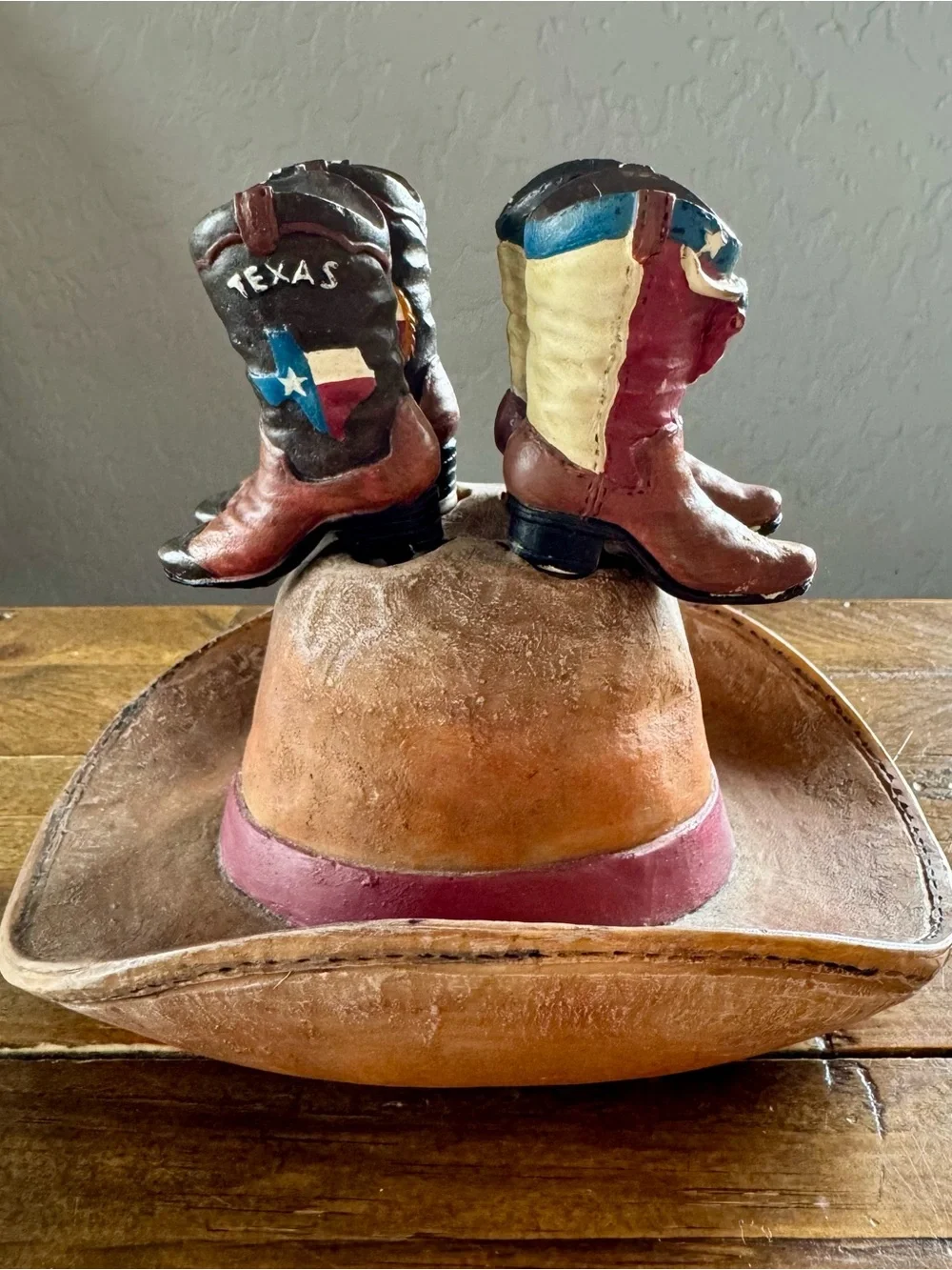 Texas Cowboy Boot Cheese Spreader Set w/ Cowboy Hat Holder Western Decor